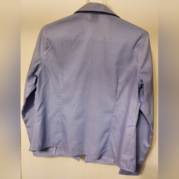Anne Klein Blouse, Medium, Blue Pinstripe - Picture 2 of 4